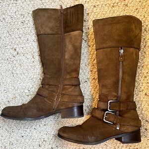 Brown Suede Mid-Calf Boots